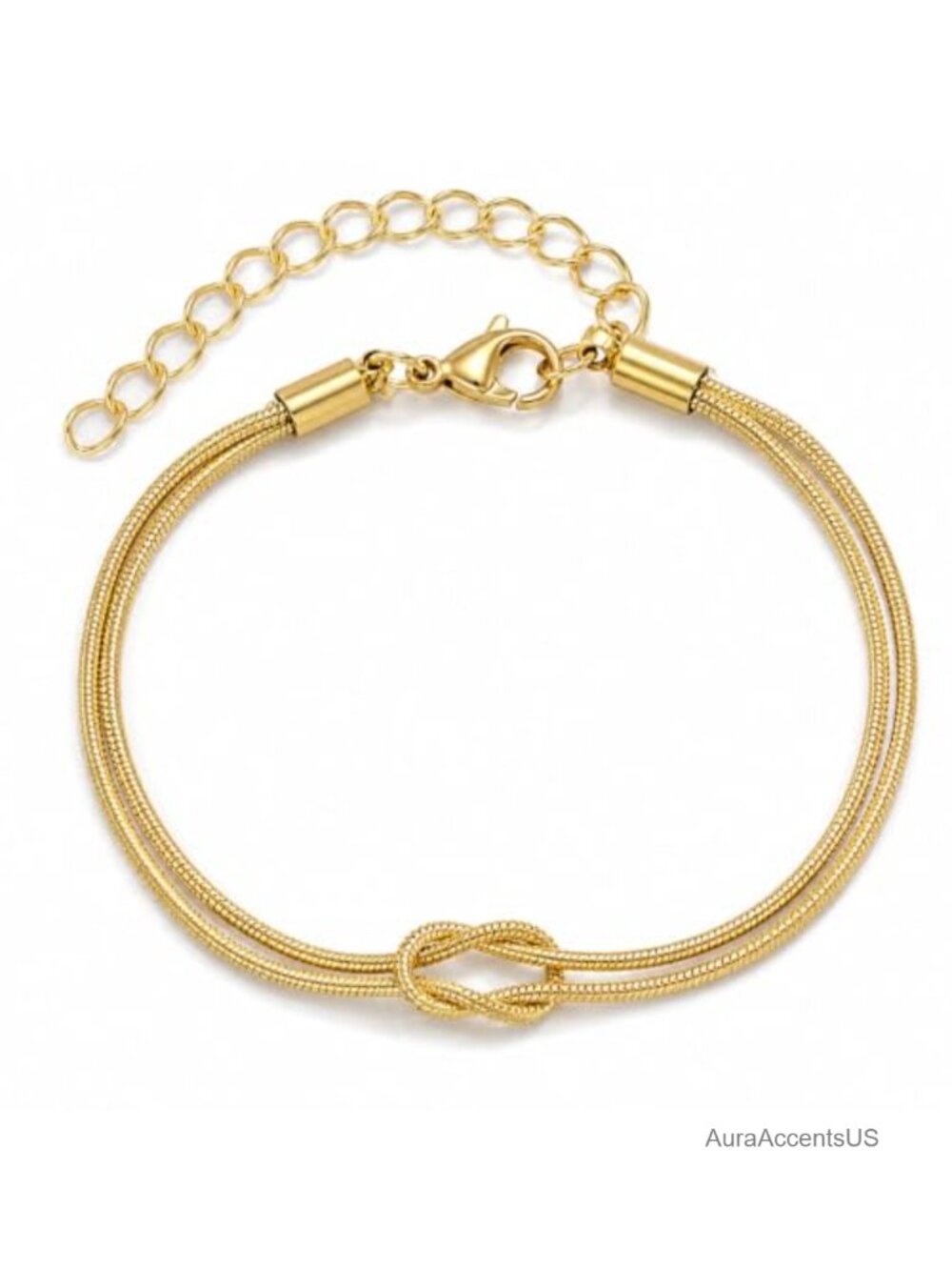 Dainty Gold Knot Bracelet for Women, Adjustable Stackable Love Chain Bracelet